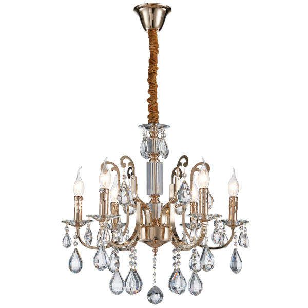 Bright Star Lighting CH511/6 CRYSTAL Iron, Clear Glass and Crystal Chandelier
