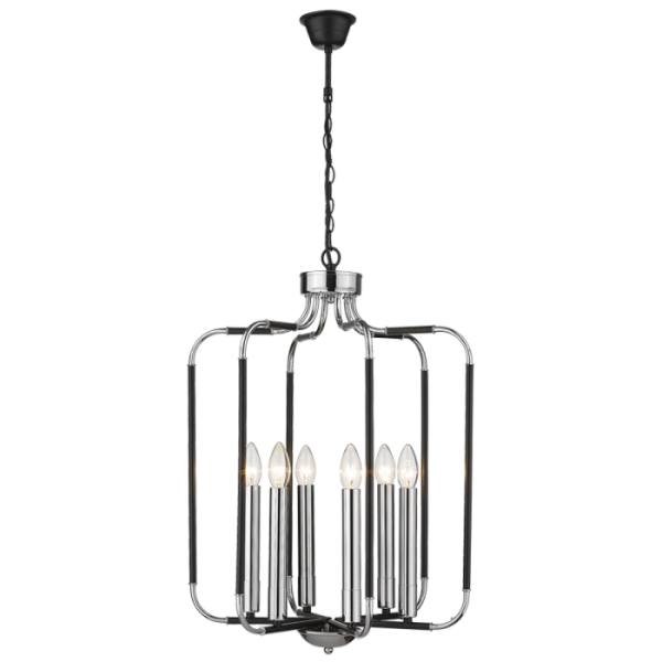 Bright Star Lighting CH515/6 CHROME Polished Chrome and Black Chandelier