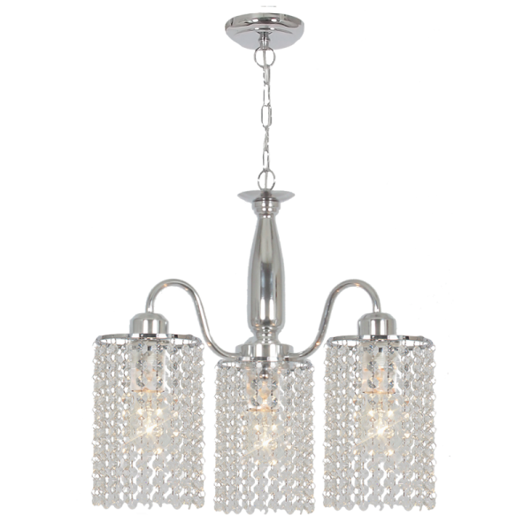 Bright Star Lighting CH522/3 CHROME Polished Chrome Chandelier with Clear Acrylic Crystals