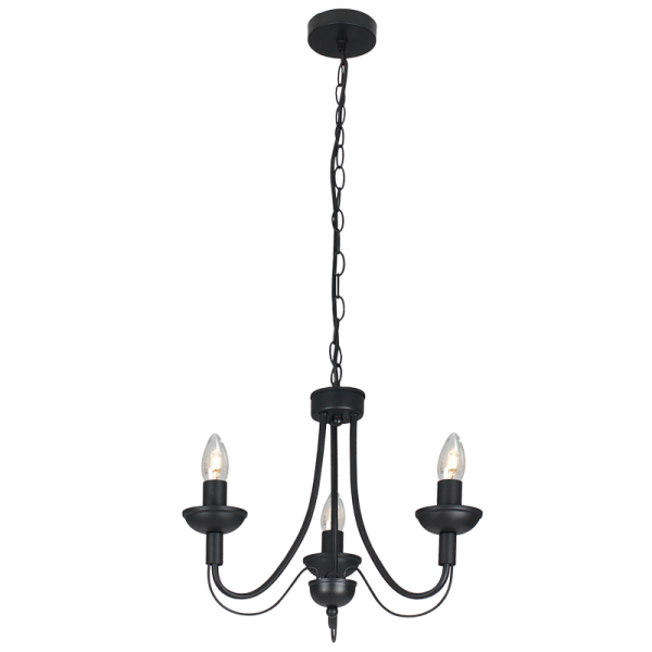 Bright Star CH523/3 BLACK BLACK METAL CHANDELIER 3X60W SES