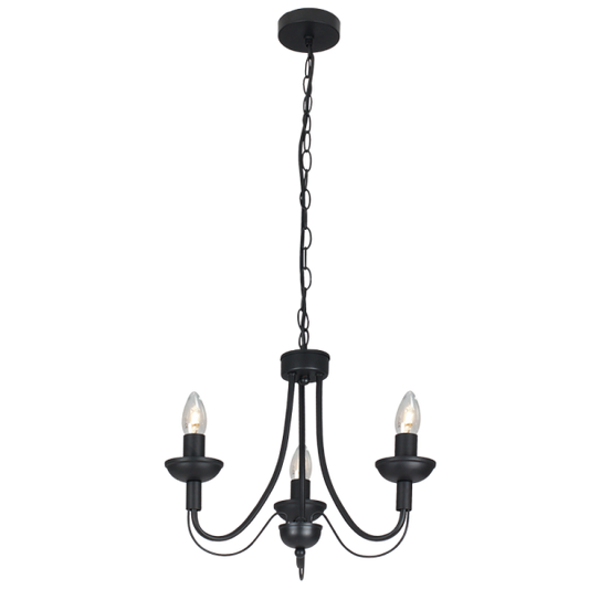 Bright Star CH523/3 BLACK BLACK METAL CHANDELIER 3X60W SES