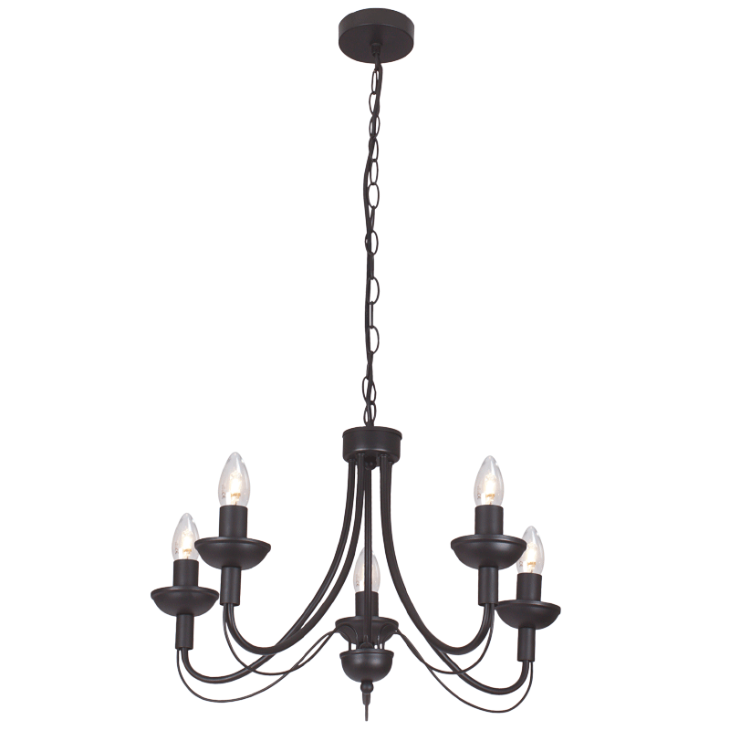 Bright Star CH523/5 BLACK BLACK METAL CHANDELIER 6X60W SES