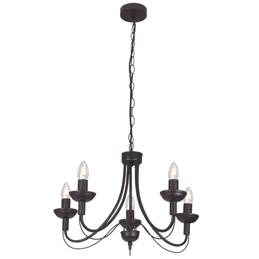 Bright Star CH523/5 BLACK BLACK METAL CHANDELIER 6X60W SES