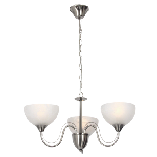 Bright Star CH665/3 SATIN SATIN CHR CHANDELIER ALABASTER GLASS 3X60W ES
