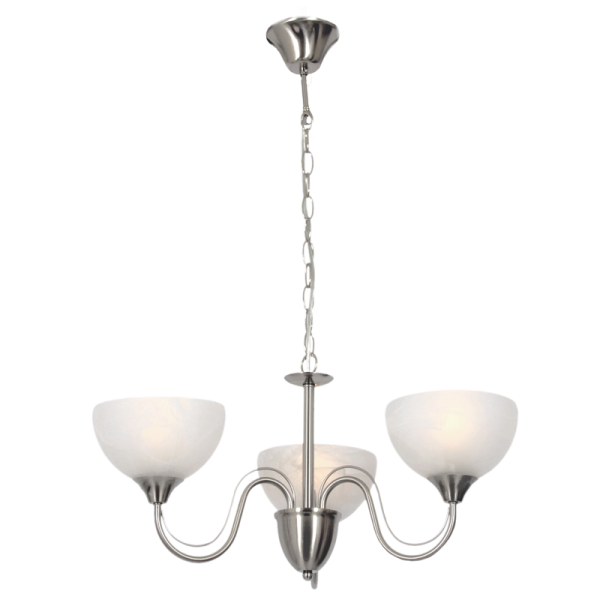 Bright Star Lighting CH665/3 SATIN Satin Chrome Chandelier with Alabaster Glass