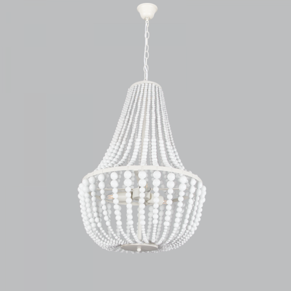Bright Star Lighting CH890/3 WHITE Metal and Wood Chandelier