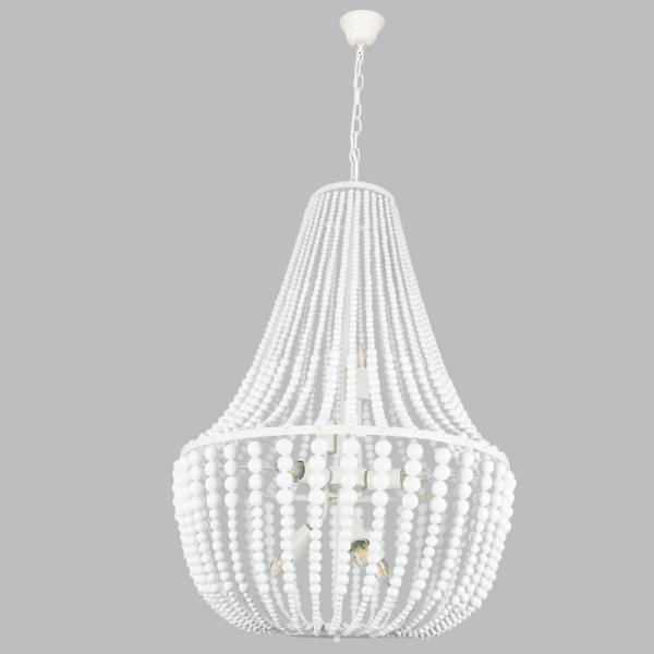 Bright Star Lighting CH891/8 WHITE Metal and Wood Chandelier