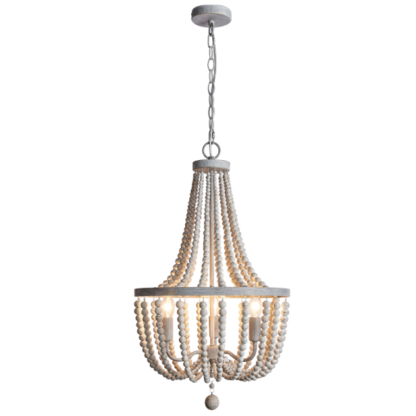 Bright Star Lighting CH892/3 BEAD Metal and Wood Bead Chandelier