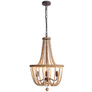 Bright Star Lighting CH894/3 BEAD Metal, Rope and Wood Bead Chandelier