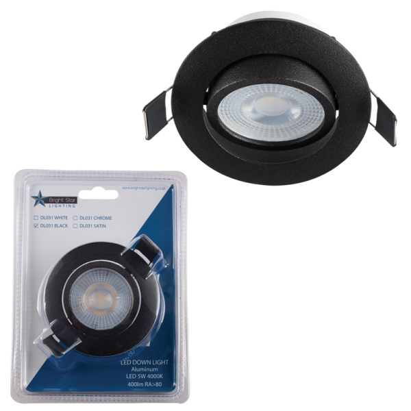 Bright Star Lighting DL031 SATIN CHROME Blister Pack with Aluminium Tilt LED Downlighter and Bulb