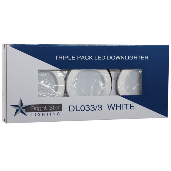 Bright Star Lighting DL033/3 WHITE Triple Pack LED Downlighters