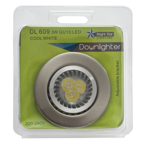 Bright Star Lighting DL609 WHITE Blister Pack with Straight Downlight complete with GU10 LED Lamp