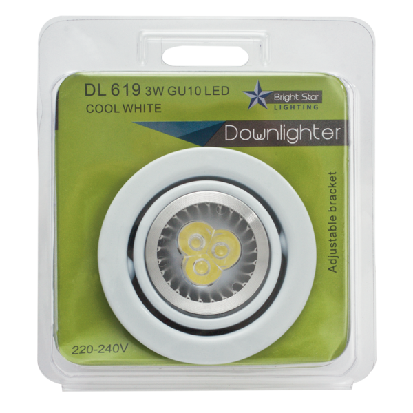 Bright Star Lighting DL619 SATIN Chrome Blister Pack with Tilt Downlight complete with GU10 LED Lamp