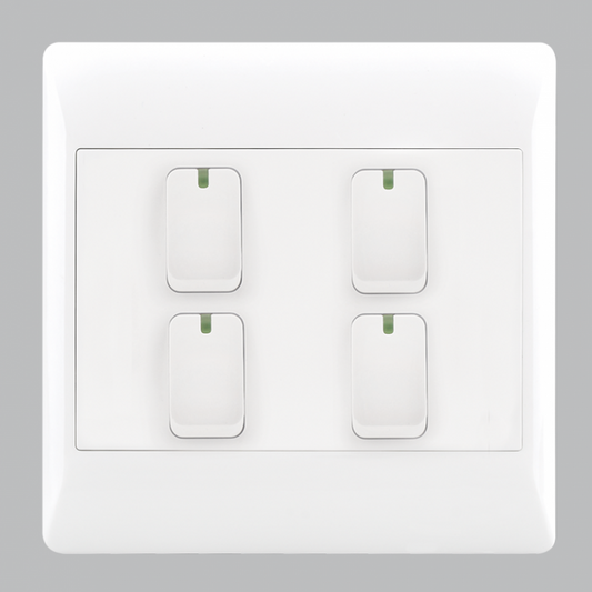 Bright Star ESW008 WHITE 4 LEVER 1 WAY SWITCH 4 X 4 ( per box)