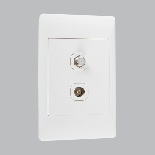 Bright Star ESW040 WHITE TV + SATELLITE SOCKET 2 X 4 (10 per box)