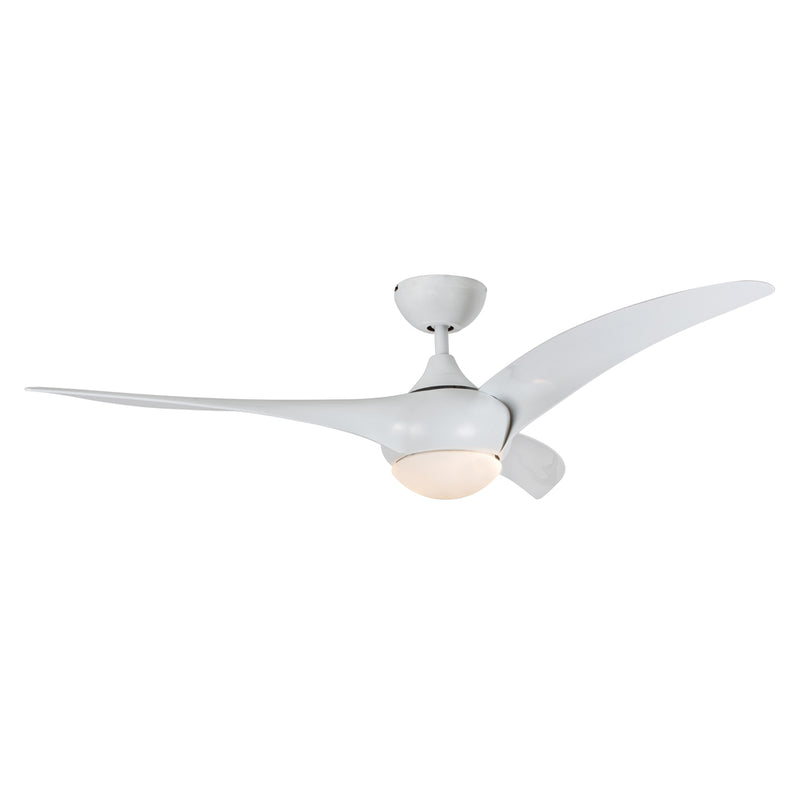 Eurolux F74W 3 Blade Fan 1330mm White Frosted Opal Glass Light Fitting With Remote Control