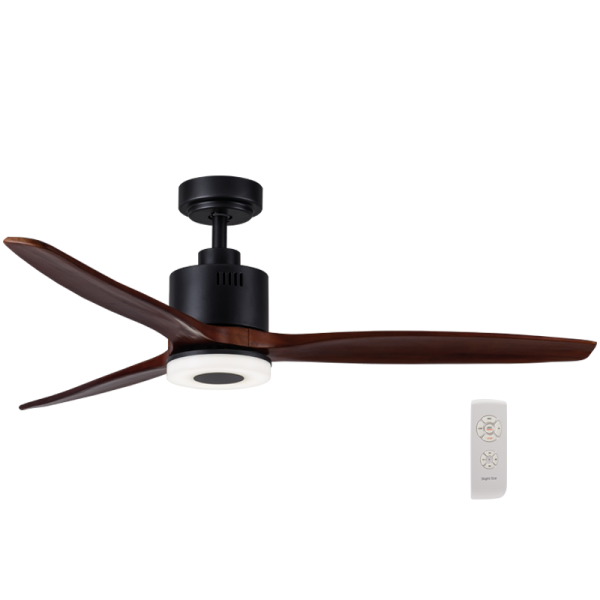 Bright Star FCF044 BK/WOOD 15W CCT 40W COPPER COIL DC 3 WOOD BLADES