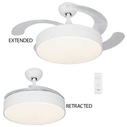 Bright Star FCF055 WHITE RETRACTABLE ABS BLADES CCT 30W LED DC MOTOR REMOTE