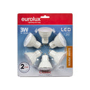 Eurolux LED Plastic GU10 3w Warm White 3000K 6 Pack G797WW