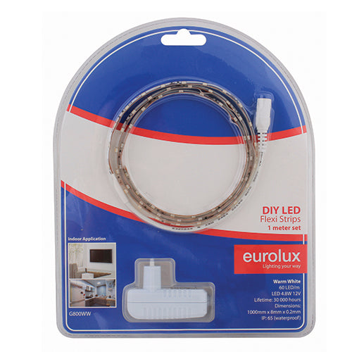 Eurolux LED Strip DIY Kit 1m 4.8W/m Warm White IP65 G800WW