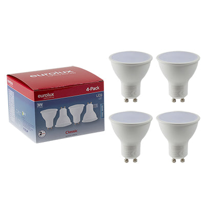 Eurolux LED GU10 3w Cool White 4 Piece Pack G941CW