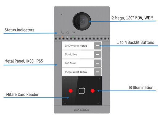 Hikvision Video Intercom Villa 1 Button Door Station DS-KV8113-WME1