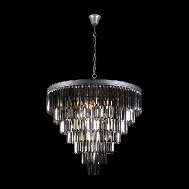 K. Light KLCH-6515/13-BL Charcoal Grey 230v 40W E14 Extra Large Crystal 7 Tier Chandelier, Charcoal Grey