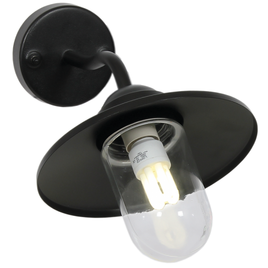 Bright Star L163 BLACK 1X60W ES METAL WITH CLEAR GLASS IP44 WALL BRACKET