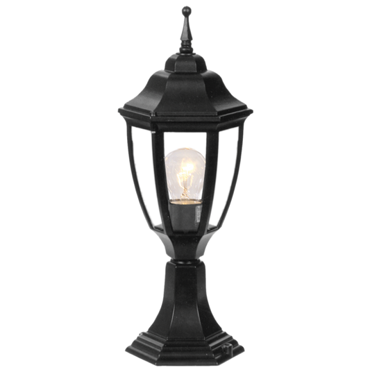 Bright Star L224 BLACK 6 PANEL LANTERN PILLAR IP44 1X60W ES
