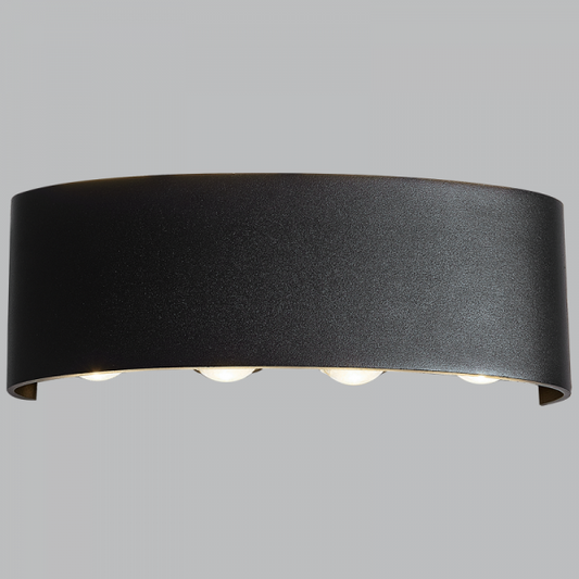 Bright Star L248 BLACK 8X1W LED UP & DOWN ALU WALL BRACKET+GLASS 3000K