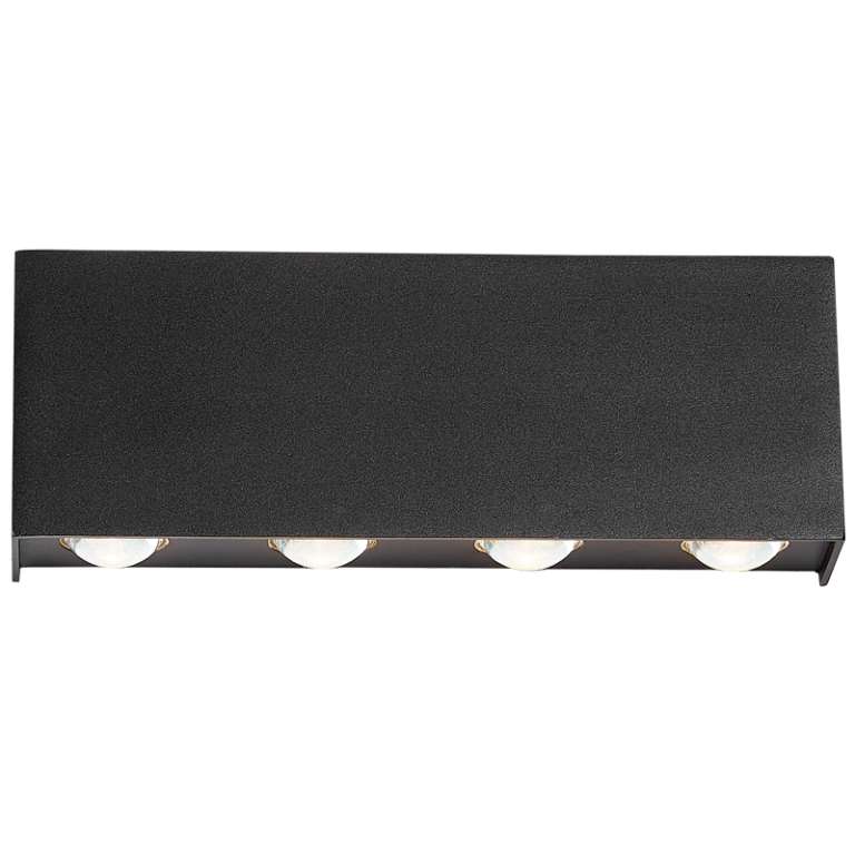 Bright Star L249 BLACK 8X1W LED UP&DOWN ALU WALL BRACKET+GLASS 3000K IP54