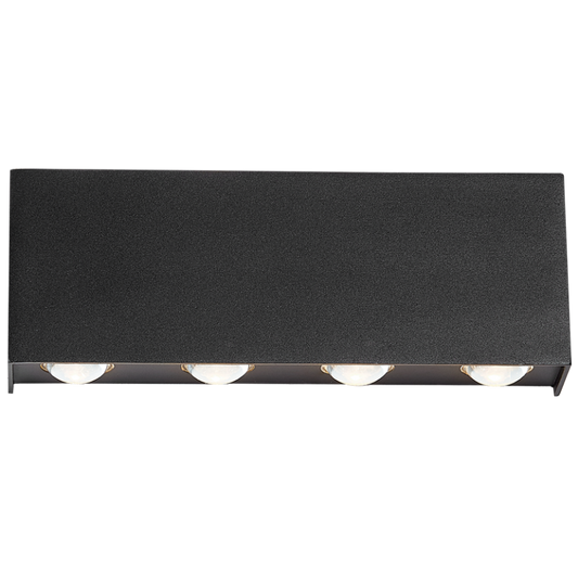 Bright Star L249 BLACK 8X1W LED UP&DOWN ALU WALL BRACKET+GLASS 3000K IP54