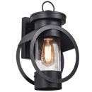 Bright Star L350 BLACK IRON & CLEAR SPECKLED GLASS IP44 1X60W ES