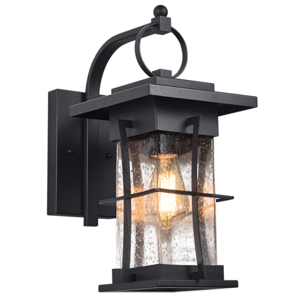 Bright Star L351 BLACK IRON & CLEAR SPECKLED GLASS IP44 1X60W ES