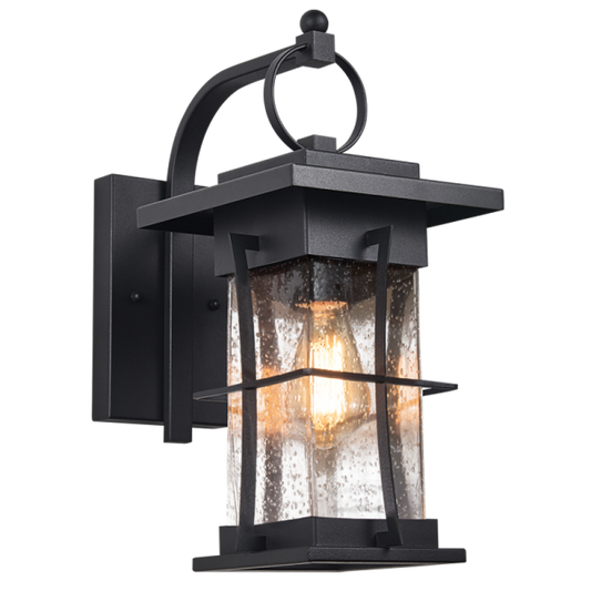 Bright Star L351 BLACK IRON & CLEAR SPECKLED GLASS IP44 1X60W ES