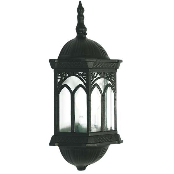 Bright Star L4998 BLACK 3 PANEL HALF LANTERN DIE CAST ALU+GLASS IP44 1X60W