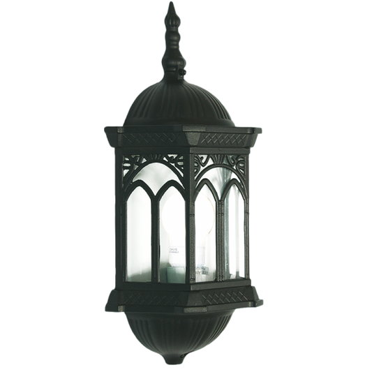 Bright Star L4998 BLACK 3 PANEL HALF LANTERN DIE CAST ALU+GLASS IP44 1X60W