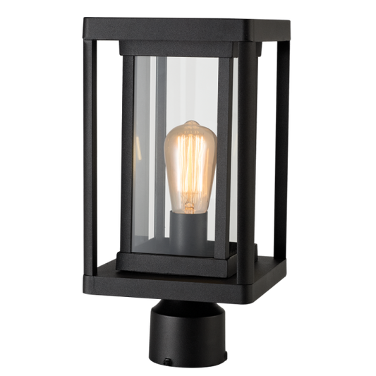 Bright Star L511 BLACK ALU LANTERN & CLEAR GLASS IP54 1X60W ES POLE 78MM