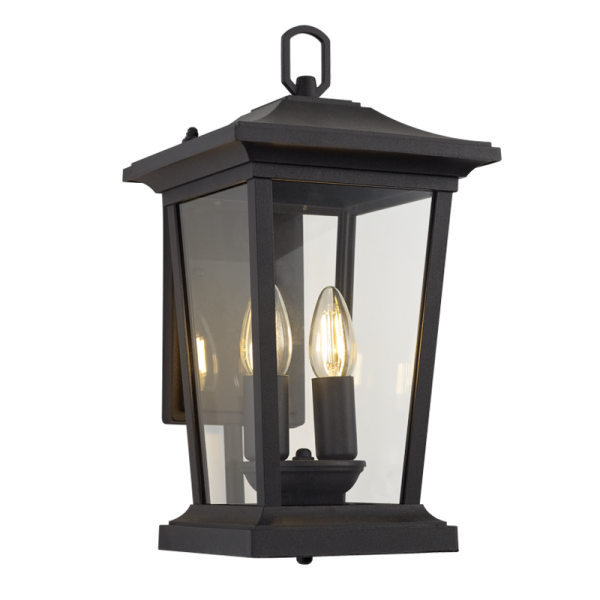 Bright Star L513 BLACK DOWN FACING ALU LATERN CLEAR GLASS IP54 2X40W E14