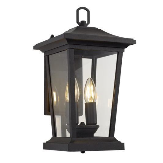 Bright Star L513 BLACK DOWN FACING ALU LATERN CLEAR GLASS IP54 2X40W E14