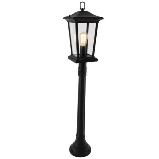 Bright Star L515 BLACK STANDING LATERN ALU CLEAR GLASS IP54 1X60W ES