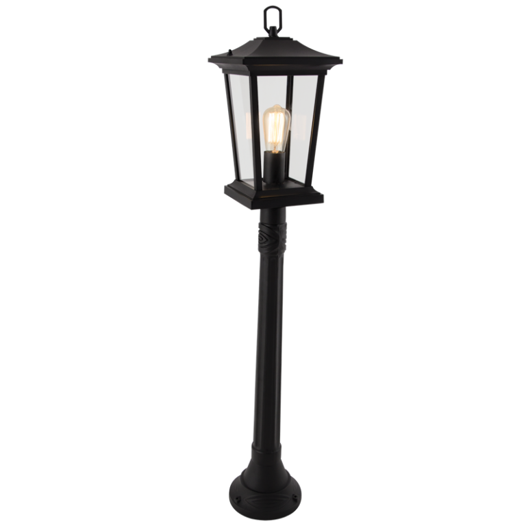 Bright Star Lighting L515 BLACK Aluminium Standing Lantern with Clear Glass