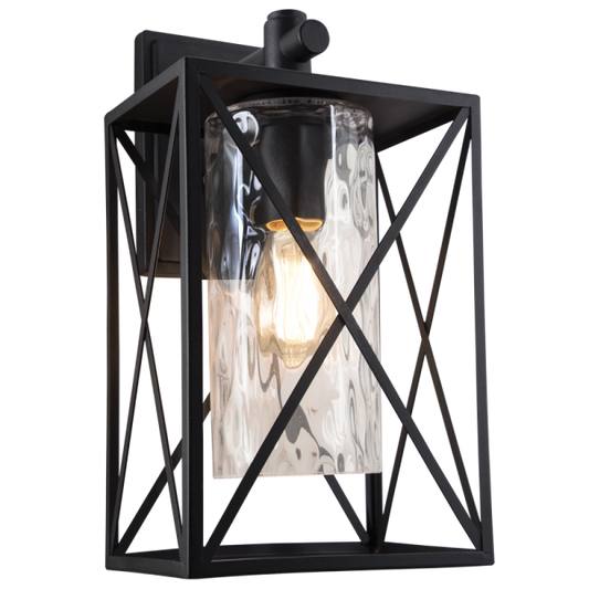 Bright Star L517 BLACK DOWN FACING LATERN TEXTURED GLASS IP44 1X60W ES