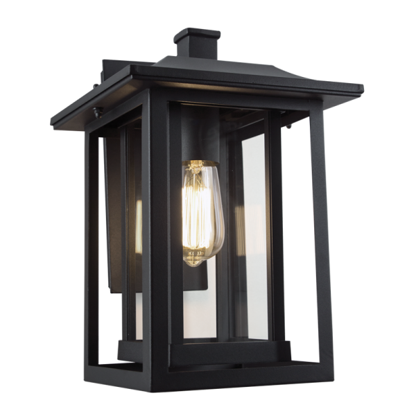 Bright Star Lighting L518 BLACK Down Facing Aluminium Lantern with Clear Glass