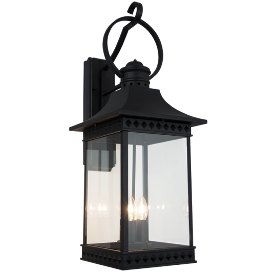 Bright Star L520 BLACK DOWN FACING LATERN ALU CLEAR GLASS IP54 3X60W E14