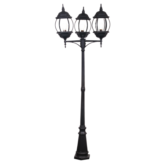 Bright Star LFL005/3 BLACK ROUND HEAD BELLY WITH GLASS IP44 3X60W ES 2400MM