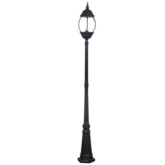 Bright Star LFL006/1 BLACK ROUND HEAD BELLY WITH GLASS IP44 1X60W ES 2260MM