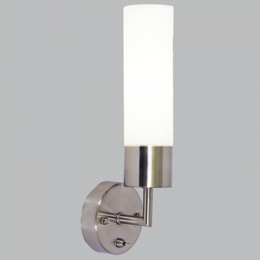 Bright Star ML005 SATIN SC WALL BRACKET WH GLASS IP44 1X40 SES