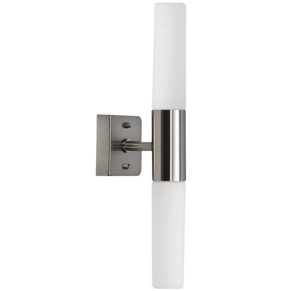 Bright Star Lighting ML009 SATIN CHROME Satin Chrome Wall Bracket with Two Sealed Cylindrical Shape White Glasses
