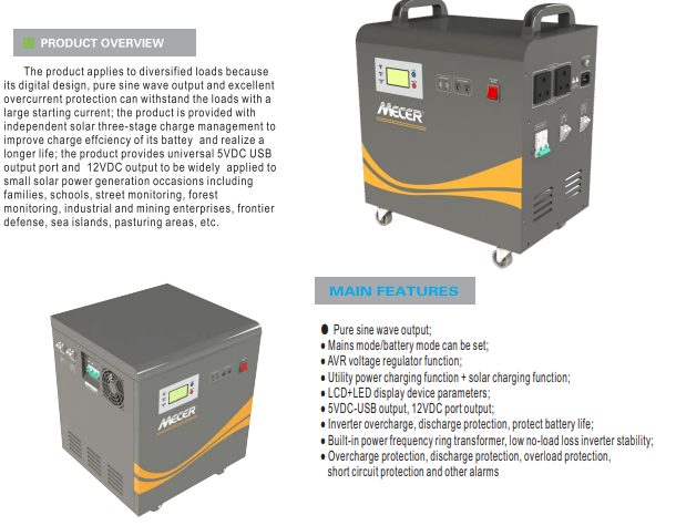 Mecer - SOL-I-BB-M1 - 1kW 12V pure sinewave Inverter - Battery Trolley Unit